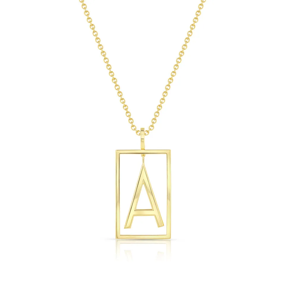 Large Deco Initial Necklace | Yellow Gold
