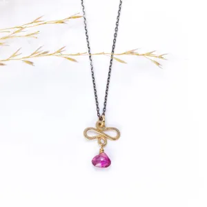 Laura J Pink Tourmaline Mini Serpent Necklace