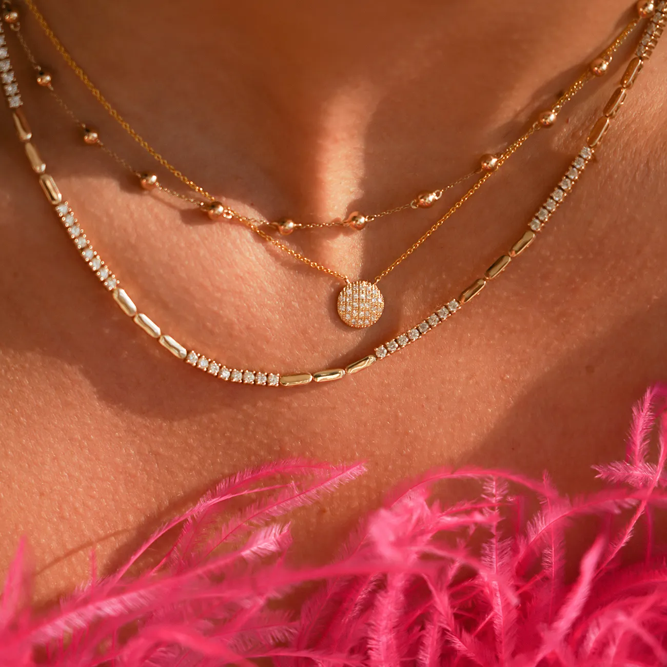 Lauren Joy Disc Necklace in All Yellow Gold