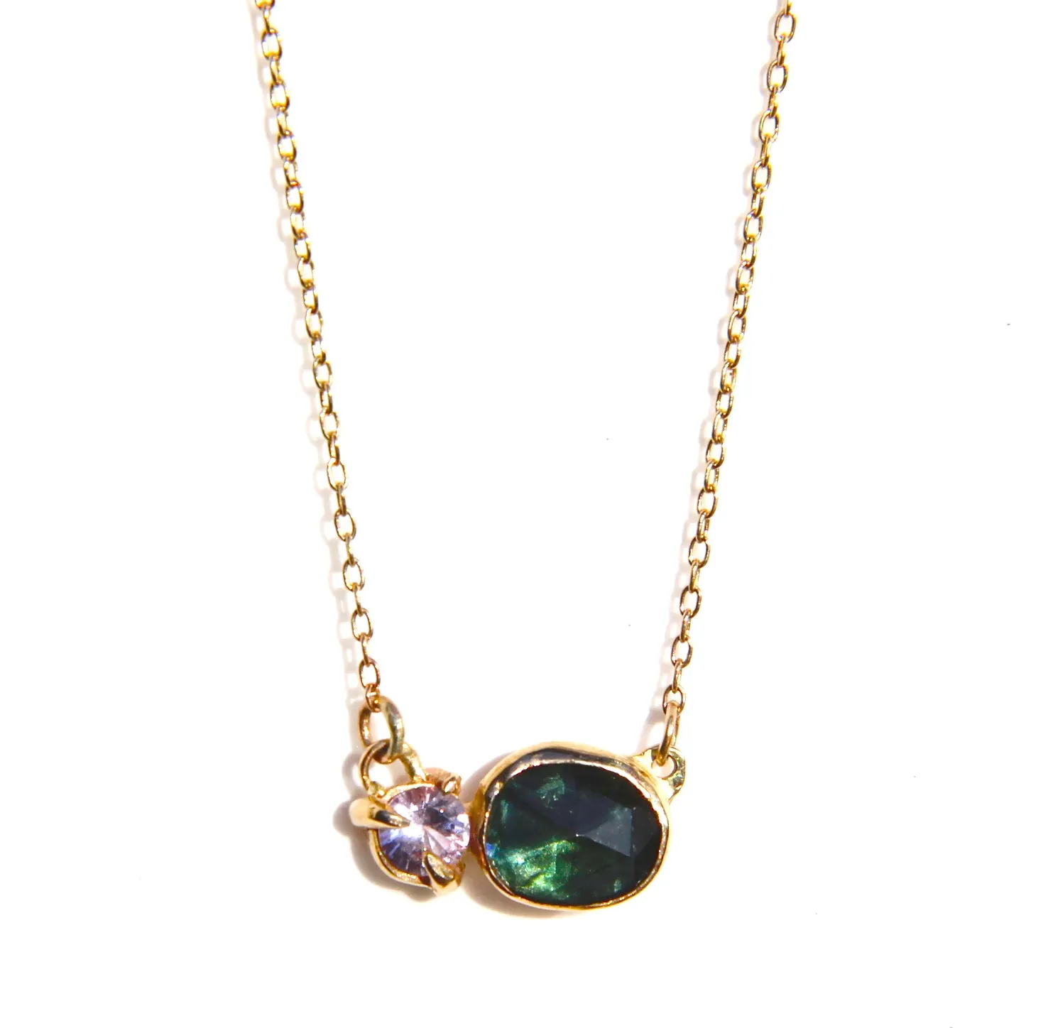 Lavender Spinel and Green Tourmaline Necklace