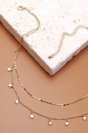 Layered Star Drop Necklace In Silver