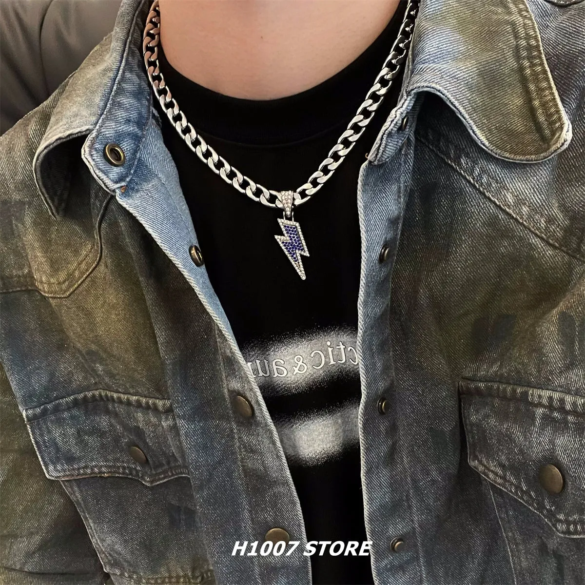 Lightning Pendant Cuban Chain Necklace