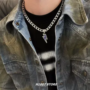Lightning Pendant Cuban Chain Necklace