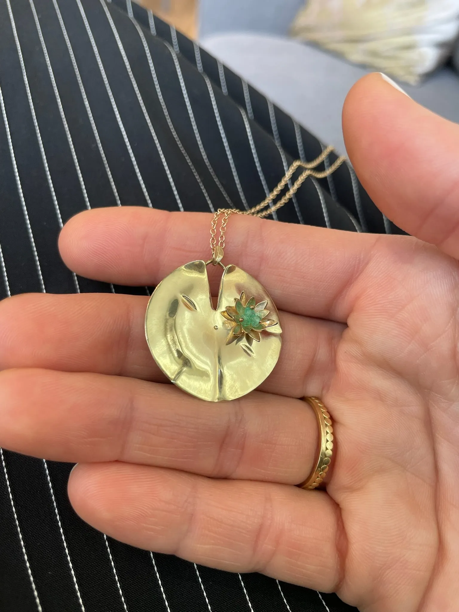 Lily Pad with Emerald Necklace