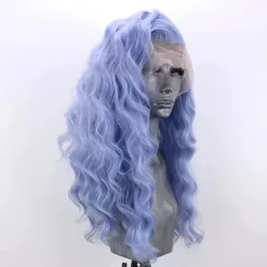 Long Blue Loose Curly Lace Front Wig