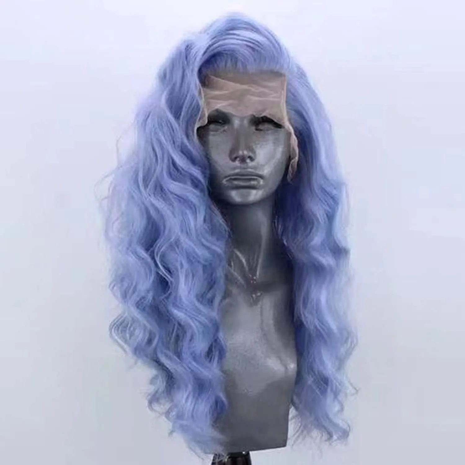 Long Blue Loose Curly Lace Front Wig