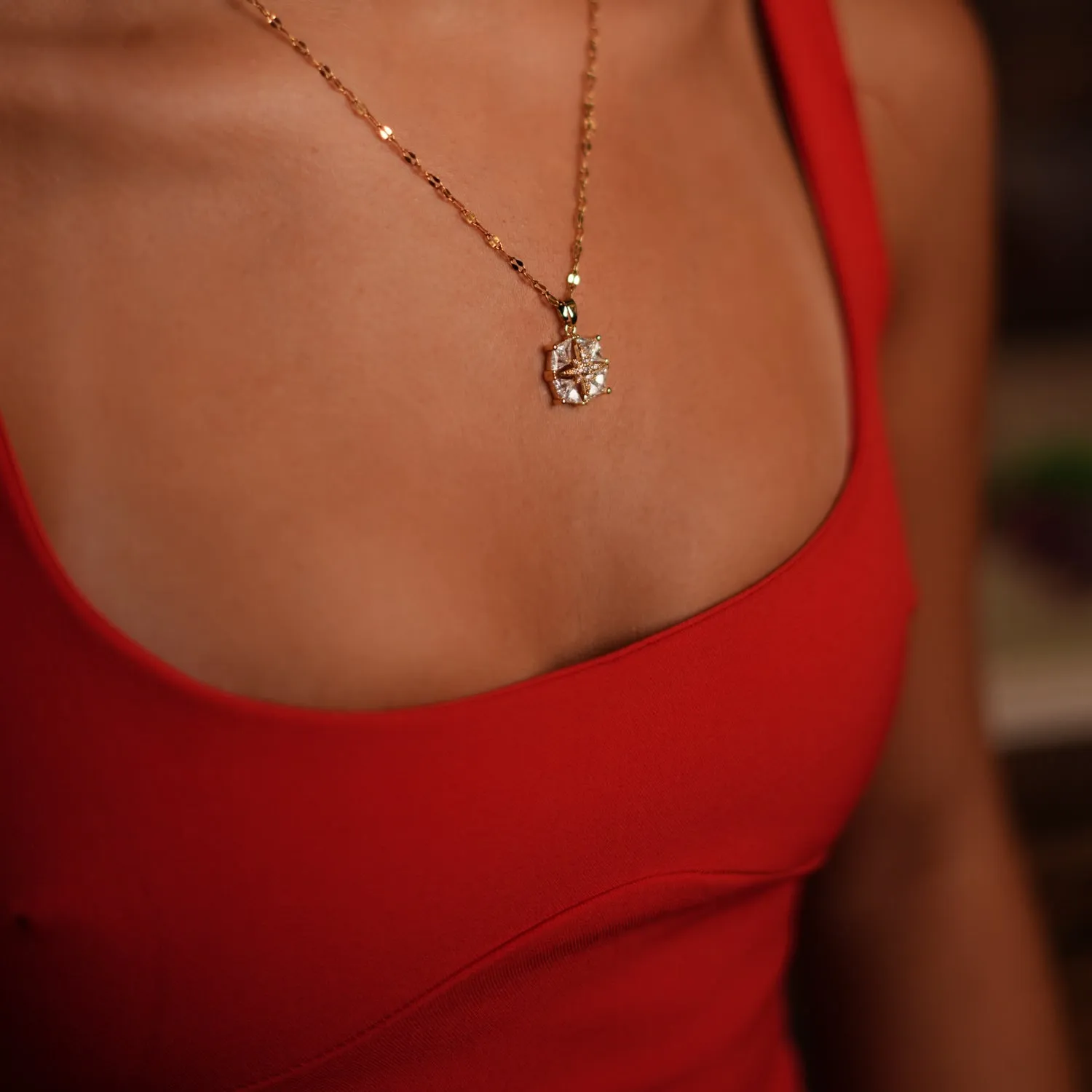 Magical Guiding Star Diamond & Gold Statement Necklace
