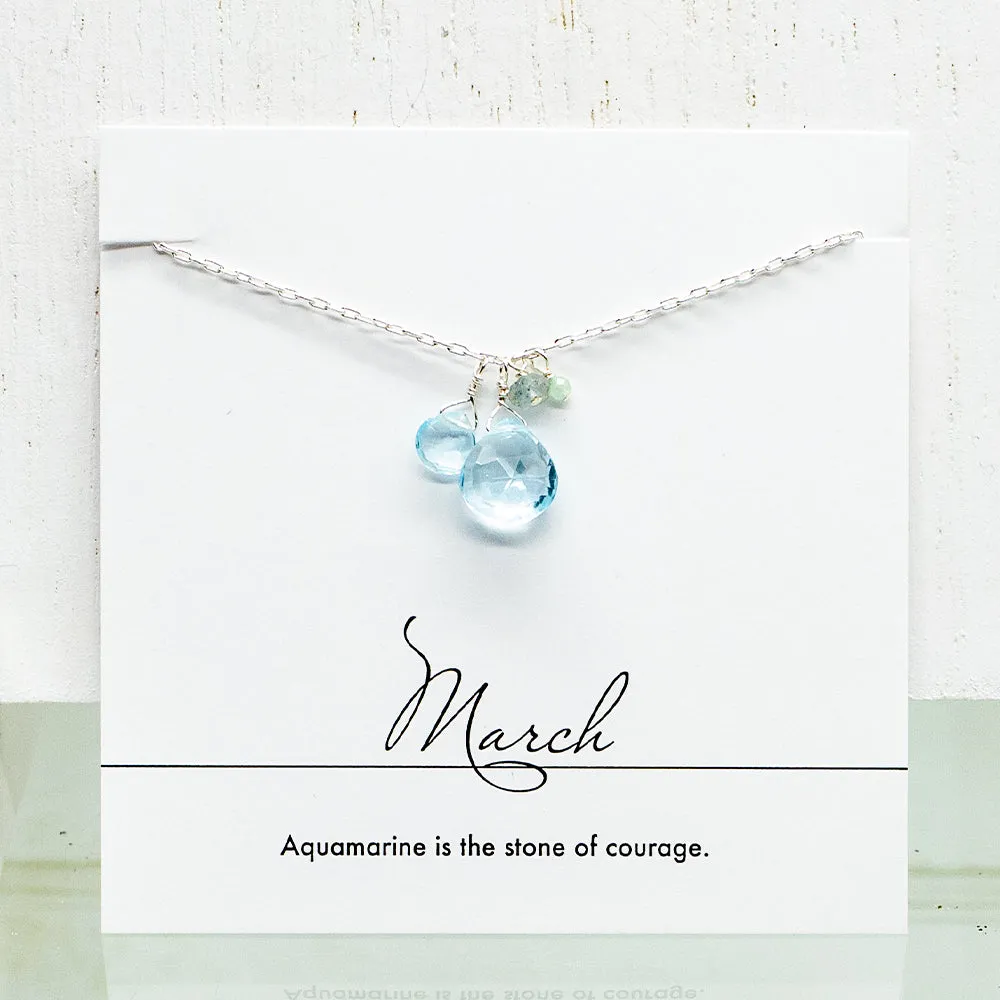March Birthstone Silver Necklace