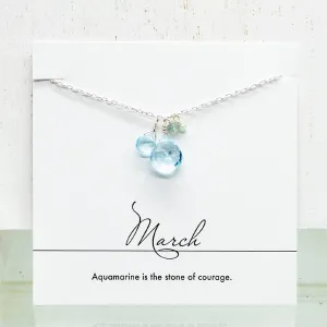 March Birthstone Silver Necklace