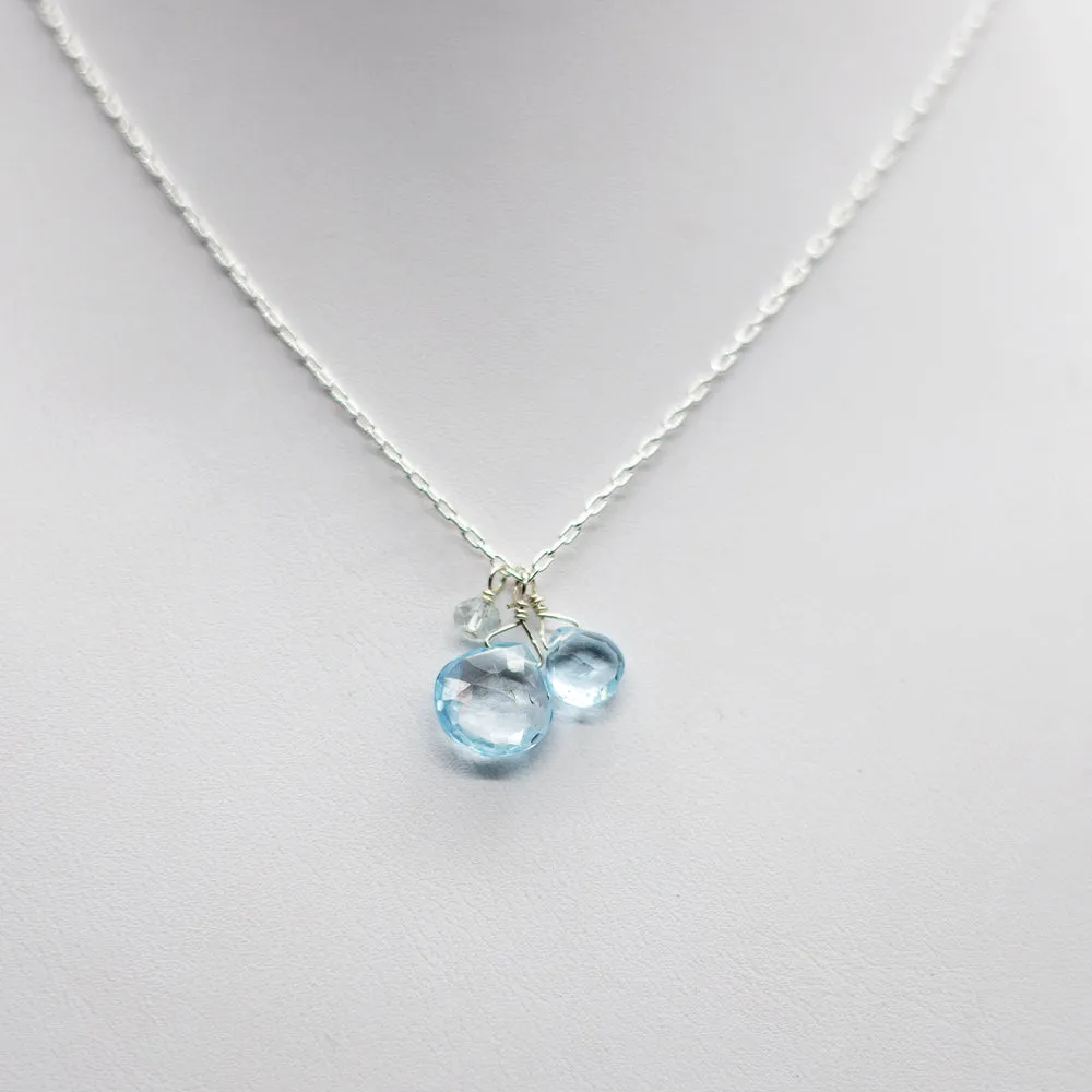 March Birthstone Silver Necklace