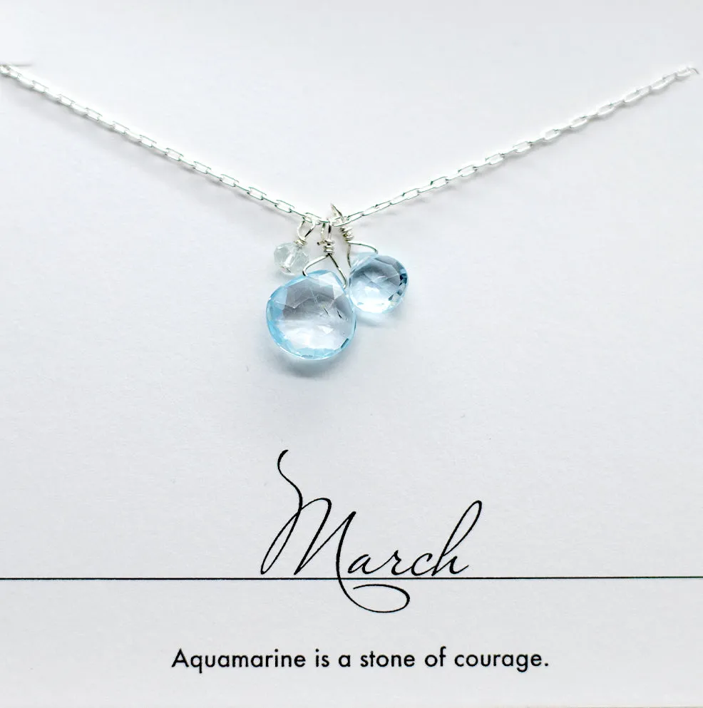 March Birthstone Silver Necklace