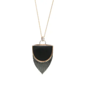 Matte Obsidian Necklace #1 - Mixed Metals