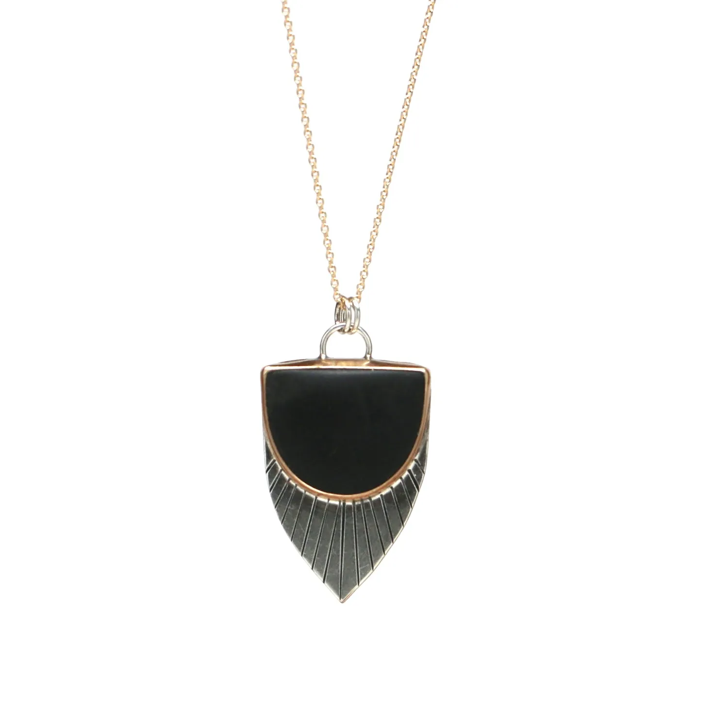 Matte Obsidian Necklace #1 - Mixed Metals