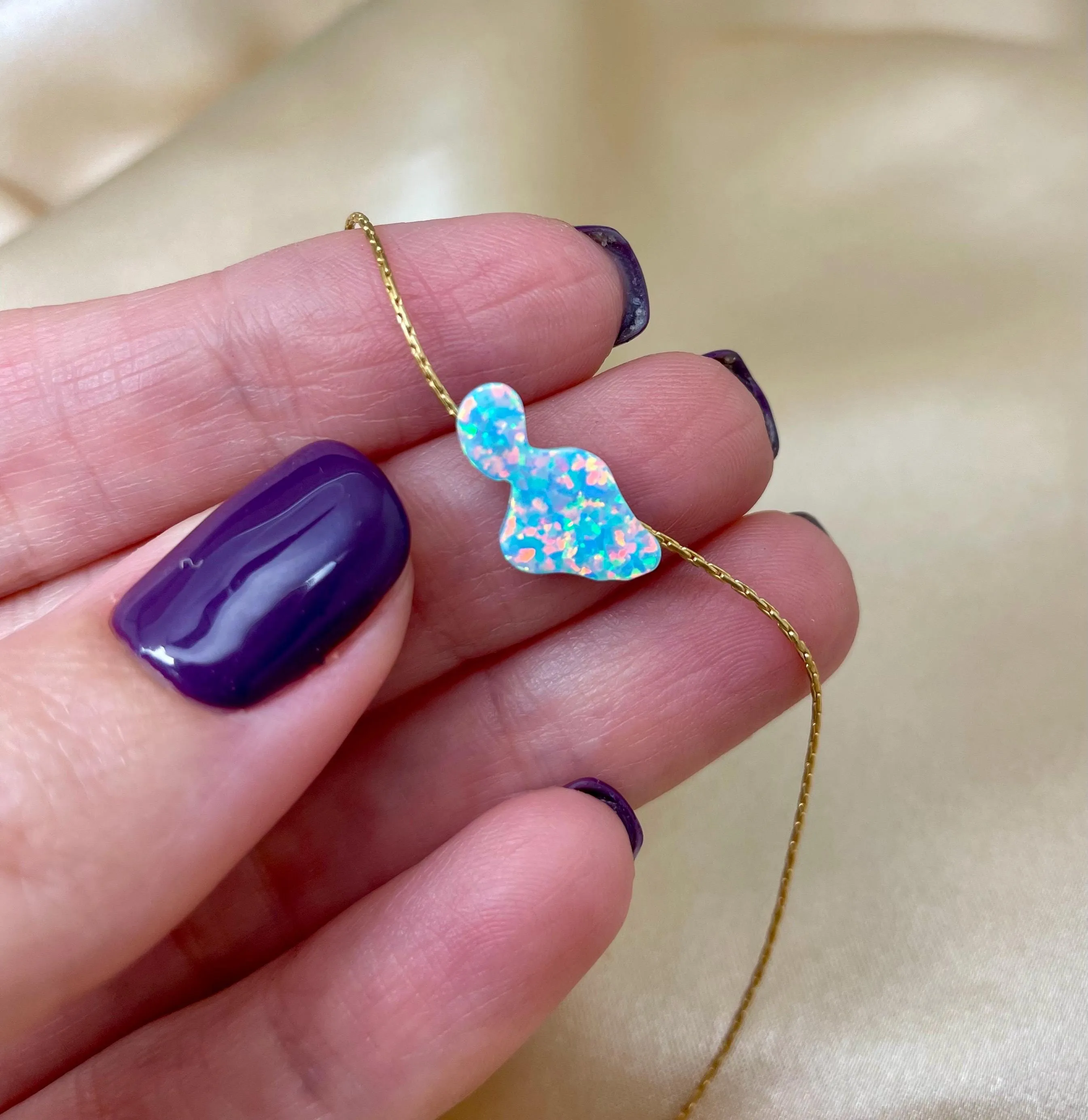 Maui Hawaii Opal Necklace, Maui Blue necklace, Opal Maui Pendant, Map necklace, Maui shape state necklace, HI necklace
