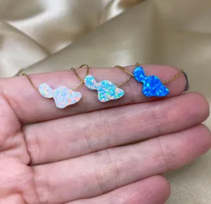 Maui Hawaii Opal Necklace, Maui Blue necklace, Opal Maui Pendant, Map necklace, Maui shape state necklace, HI necklace