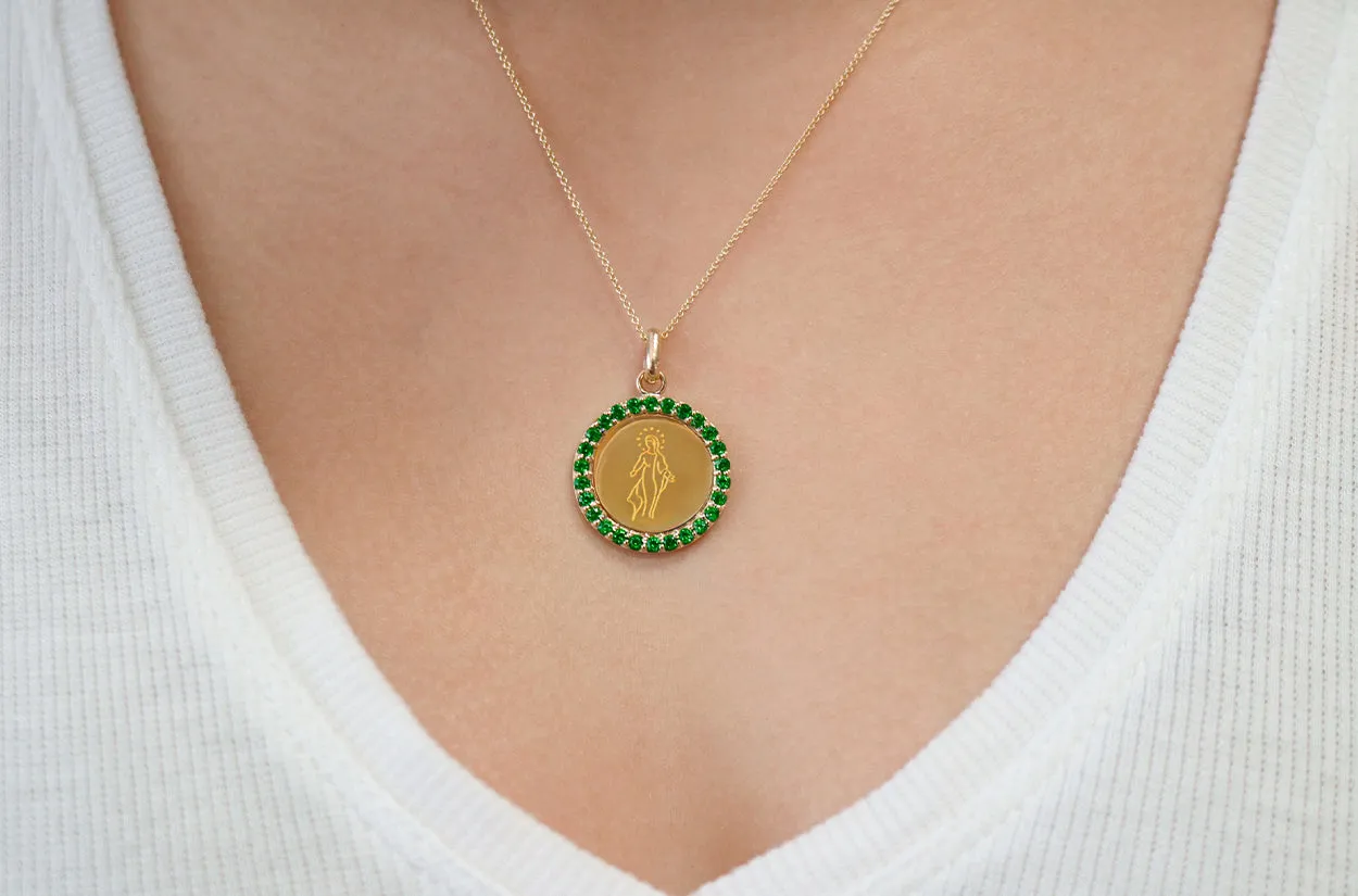 Medal Miraculous | Milagrosa Gold & Green Garnets
