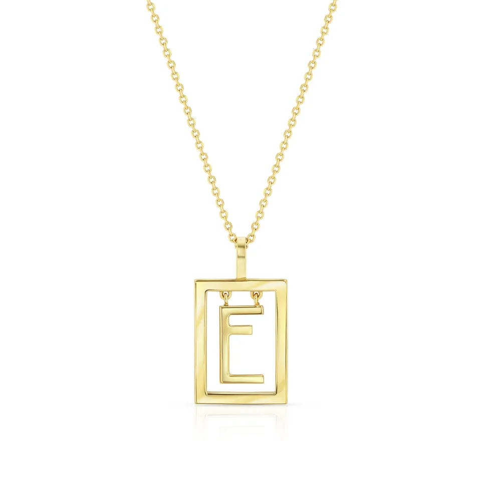 Medium Deco Initial Necklace | Yellow Gold