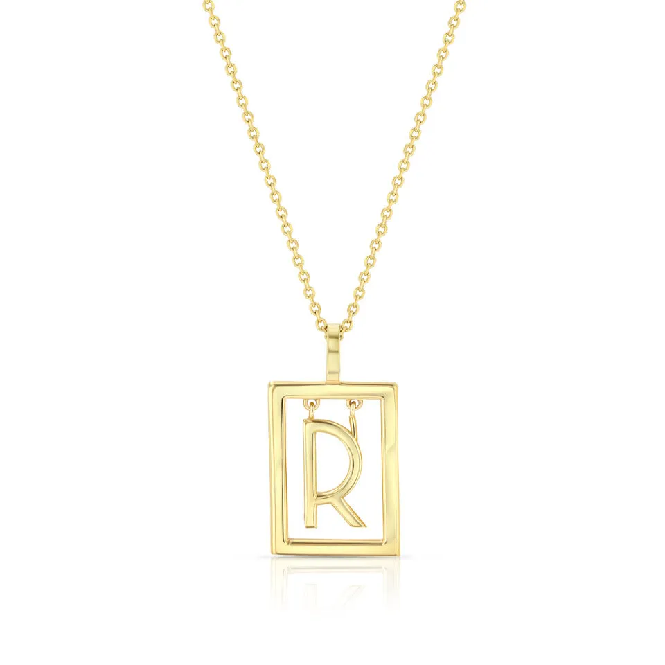 Medium Deco Initial Necklace | Yellow Gold
