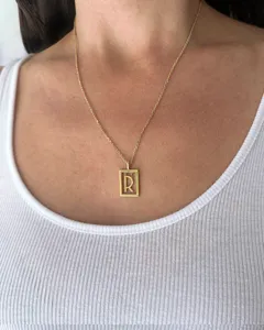 Medium Deco Initial Necklace | Yellow Gold