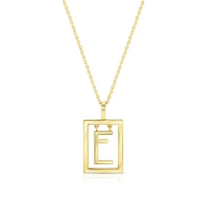 Medium Deco Initial Necklace | Yellow Gold