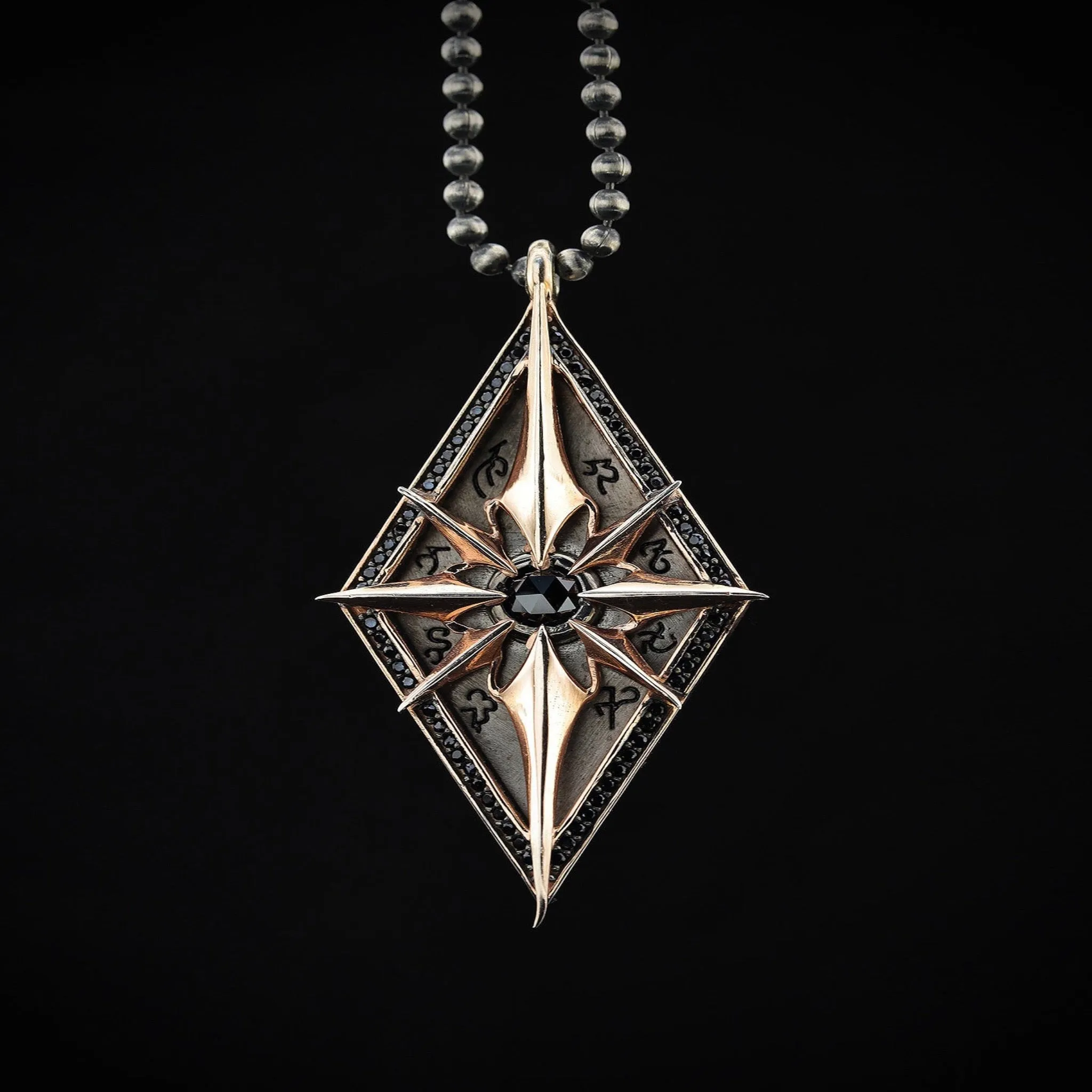 Men's Sterling Silver Compass Necklace