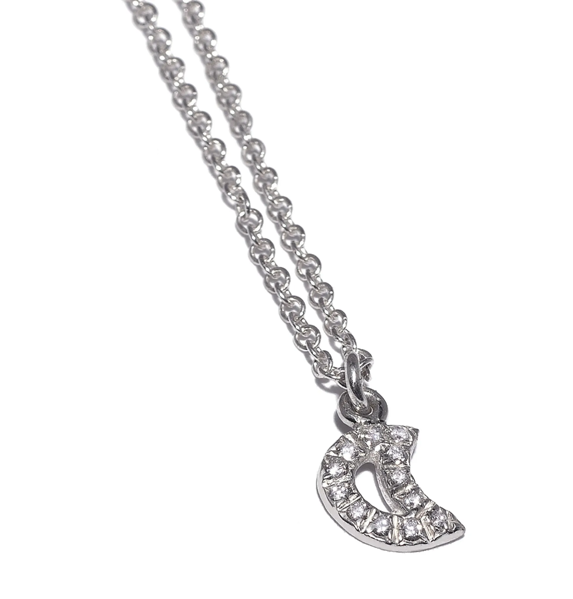 Micro Pave Crescent Moon Necklace