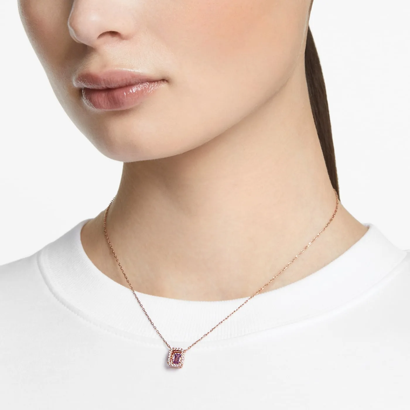 Millenia necklace Octagon cut, Purple, Rose gold-tone plated 5640291