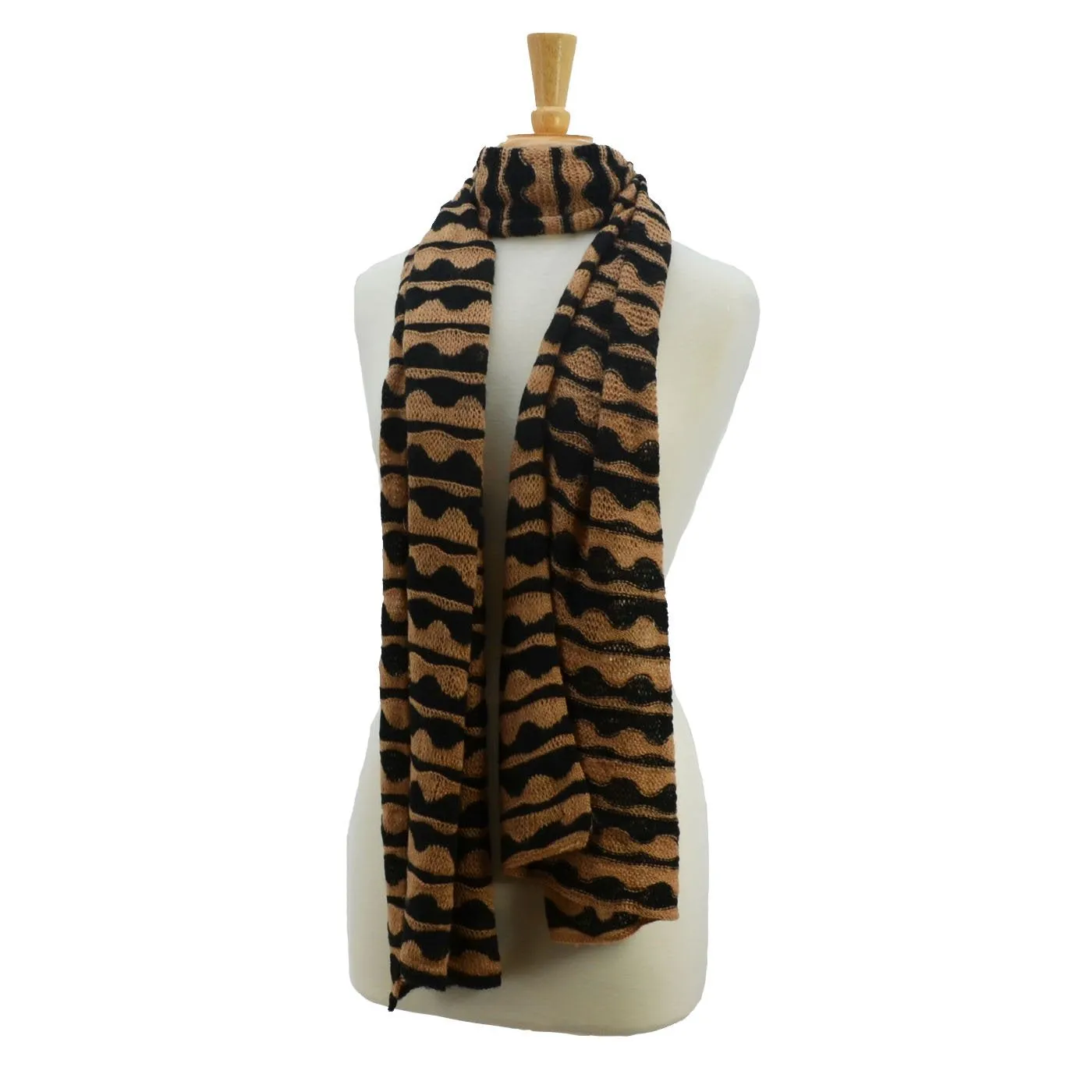 Mindy Crocheted Striped Scarf