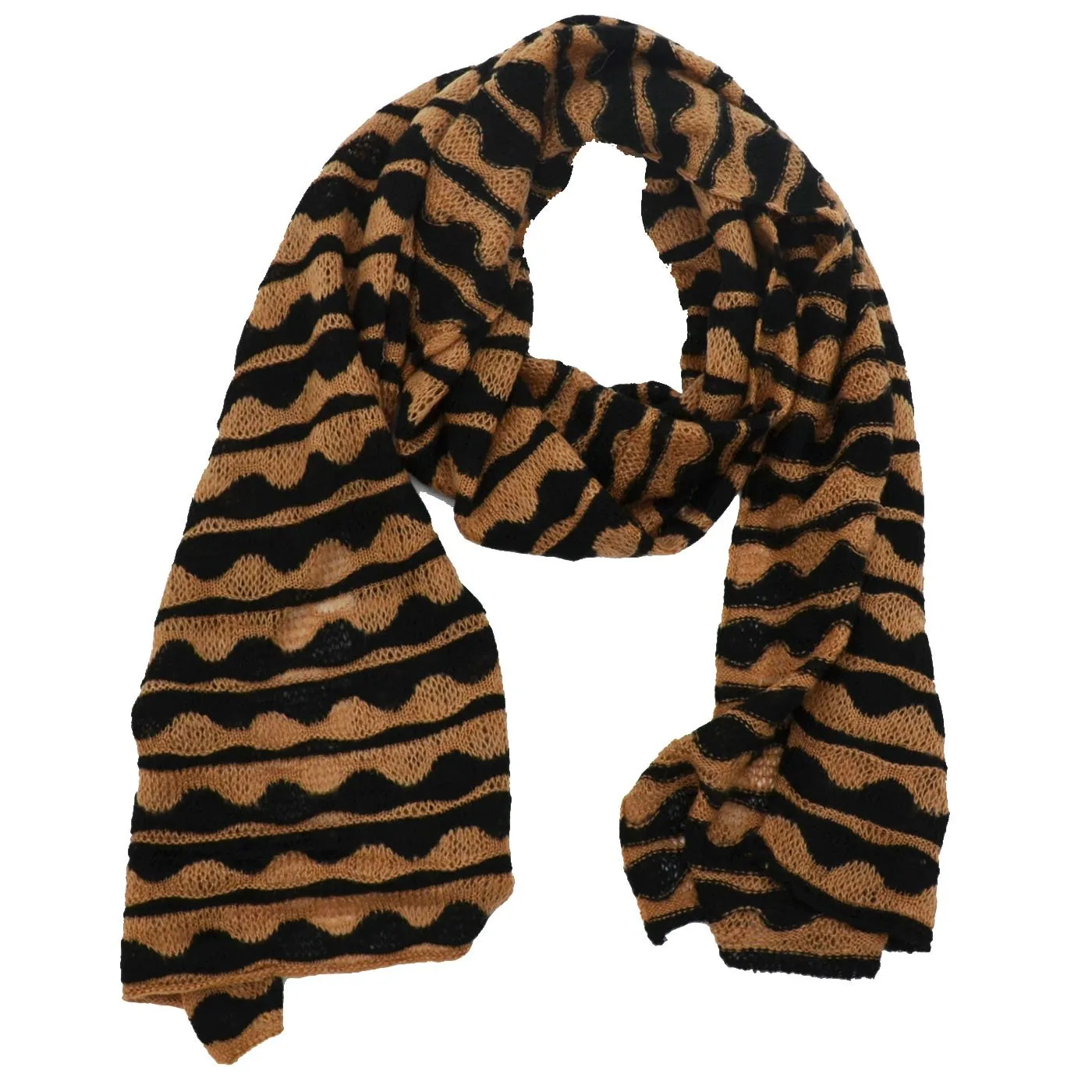 Mindy Crocheted Striped Scarf