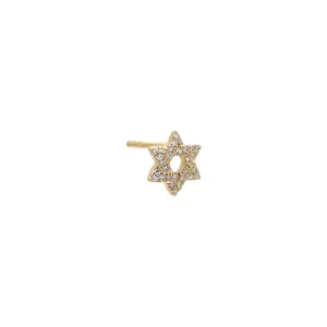 Mini Diamond Pave Star of David Stud Earring 14K