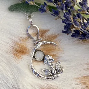 Moon Scape ~Mushroom and Moonstone under the Moon sterling silver necklace