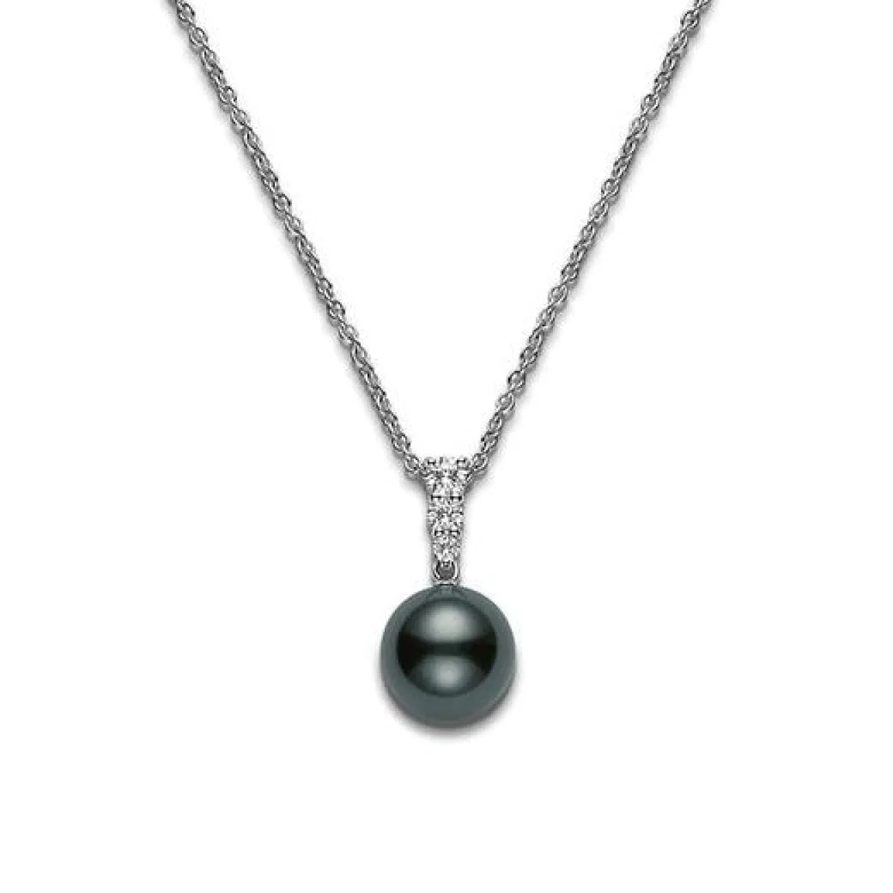 MORNING DEW BLACK SOUTH SEA CULTURED PERAL PENDANT - 18K WHITE GOLD