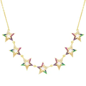 Multi-Color Enamel Star Necklace