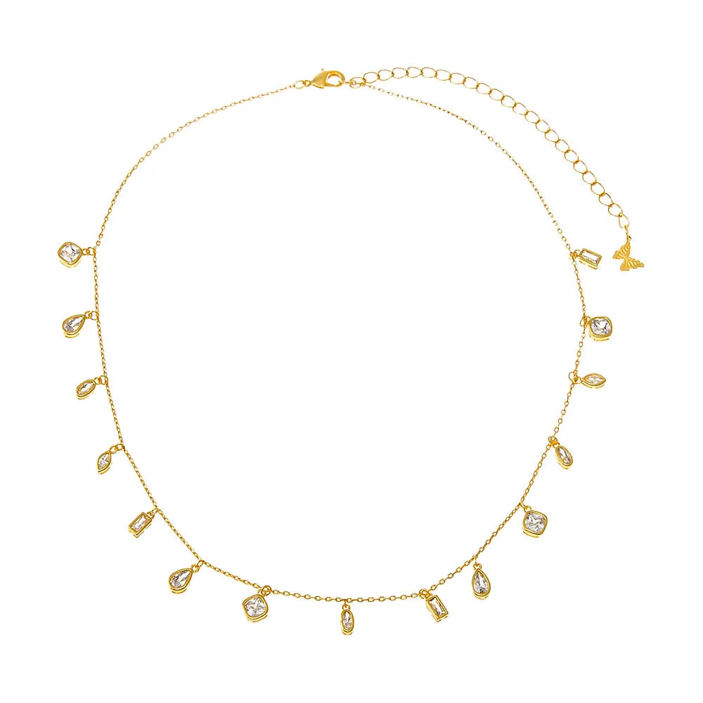 Multi CZ Shape Bezel Shaker Necklace