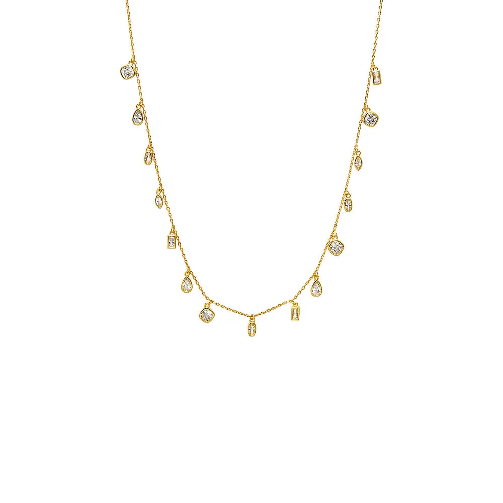 Multi CZ Shape Bezel Shaker Necklace