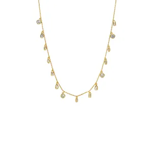 Multi CZ Shape Bezel Shaker Necklace