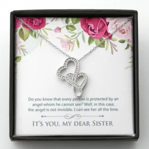 My Angel-Double Hearts Necklace for Sister