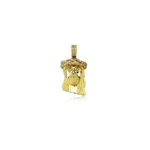 Nano Jesus piece pendant with chain necklace in Gold