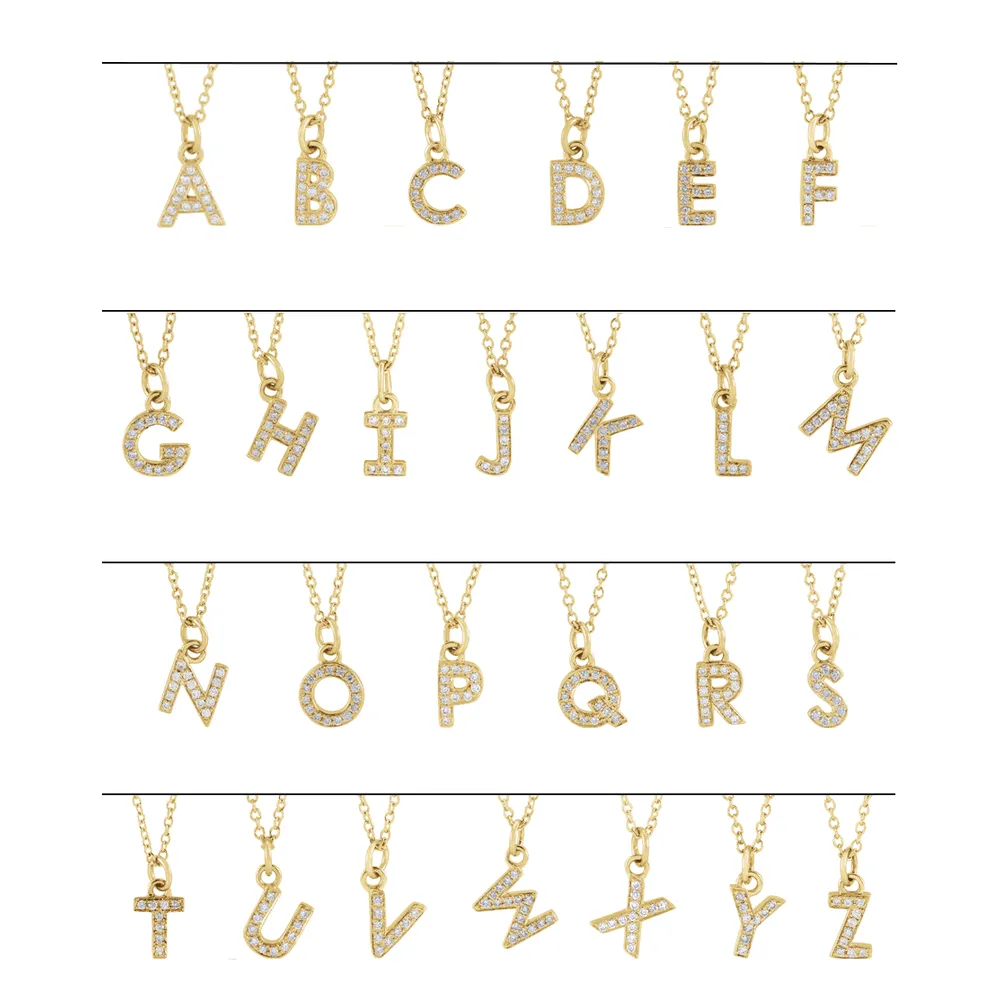 Natural Diamond Initial Necklace - 14K White