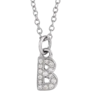 Natural Diamond Initial Necklace - 14K White