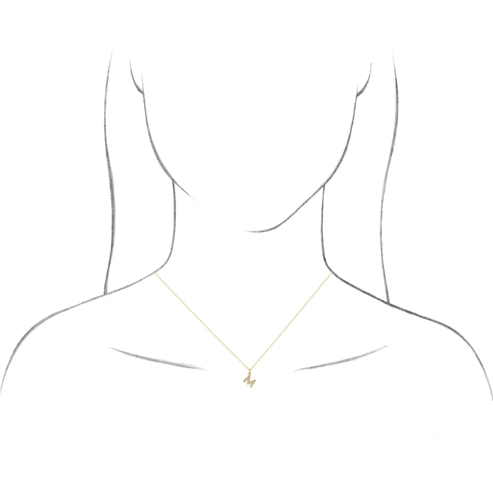 Natural Diamond Initial Necklace - 14K White
