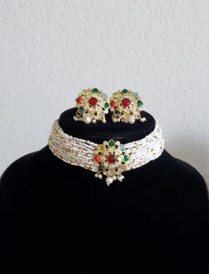 Navratna Kundan Choker Pearl Set GG41