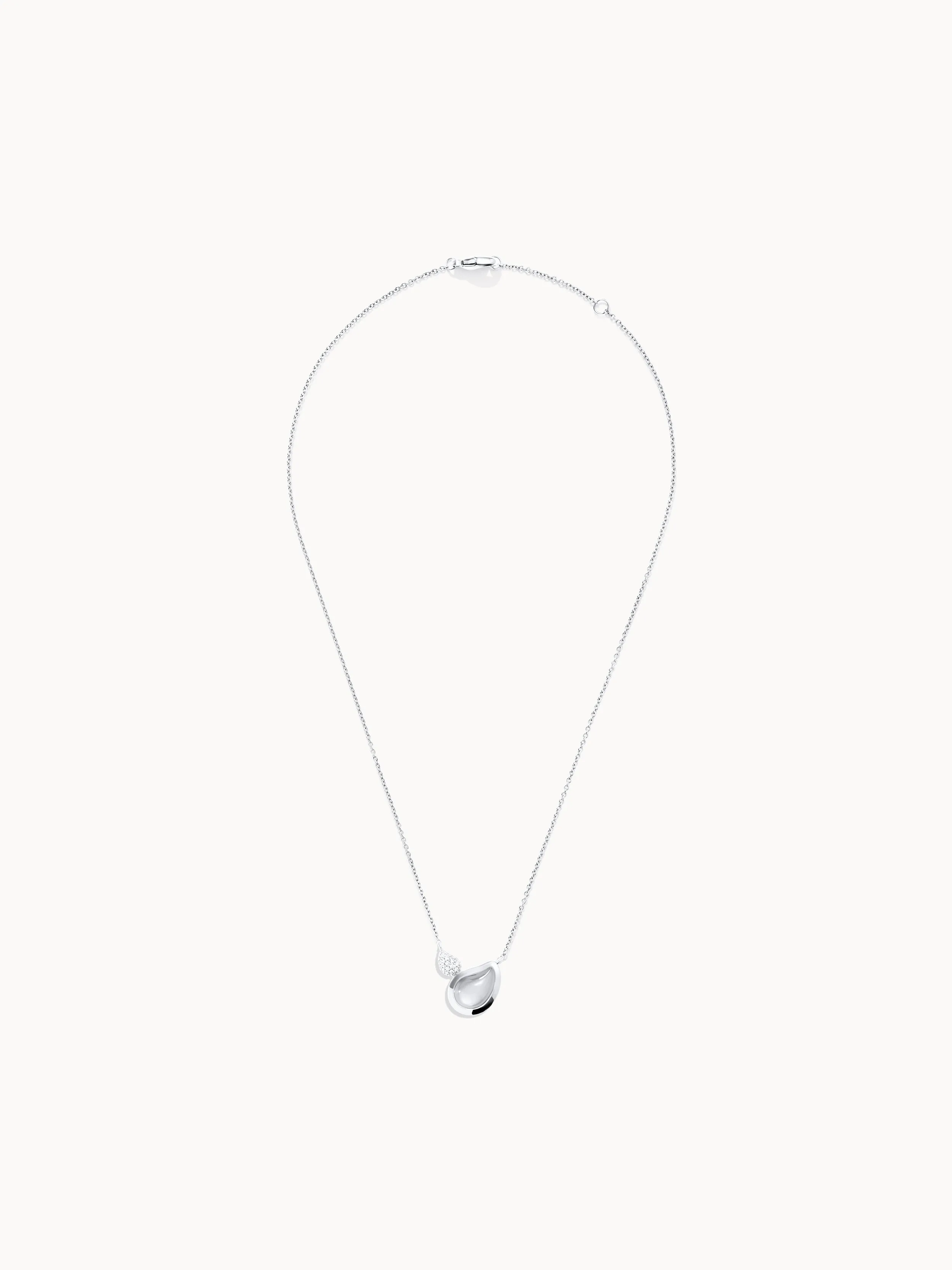 Necklace SIGNATURE 2 Drops Moonstone grey / Diamond Pavé
