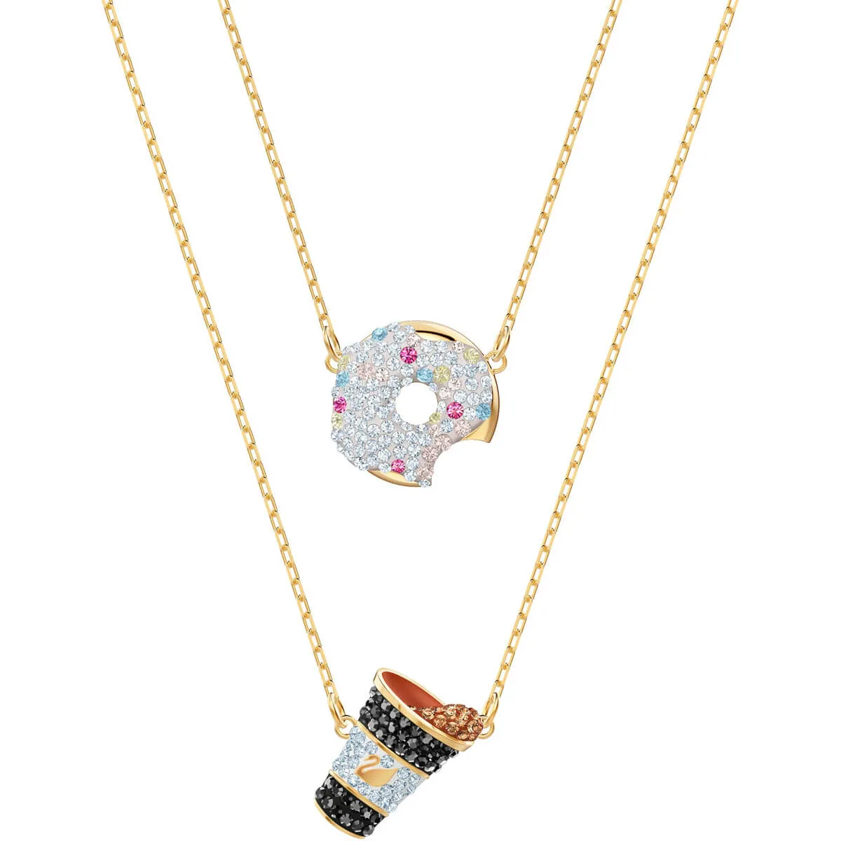 Nicest Donut and Coffee Multi-Colored Gold Plating Necklace Set