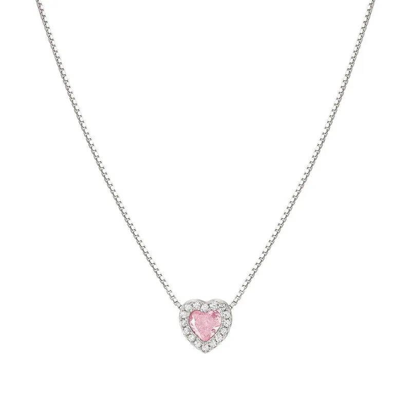 Nomination All My Love Necklace, Heart, Pink Cubic Zirconia, Silver
