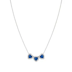 Nomination All My Love Necklace, Triple Heart, Blue Cubic Zirconia , Silver