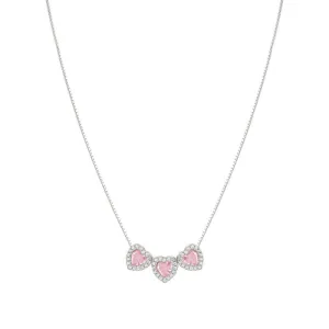 Nomination All My Love Necklace, Triple Heart, Pink Cubic Zirconia , Silver