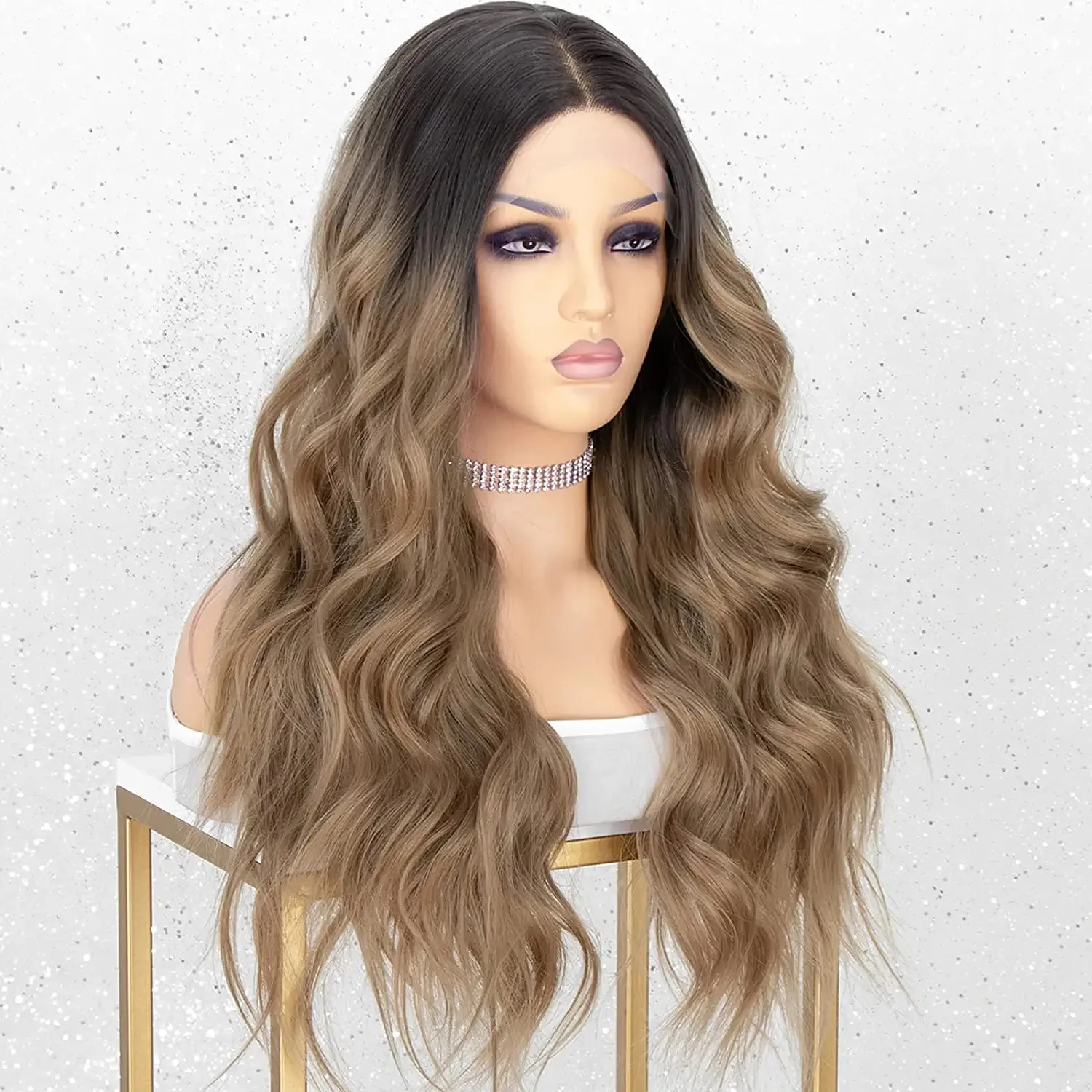 Ombre Dirty Blonde Wavy Middle Part Lace Wig