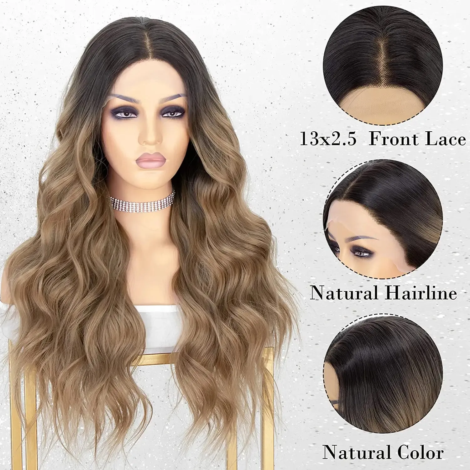 Ombre Dirty Blonde Wavy Middle Part Lace Wig