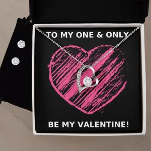 One & Only Valentine's Forever Heart Necklace & Cubic Zirconia Earring Set